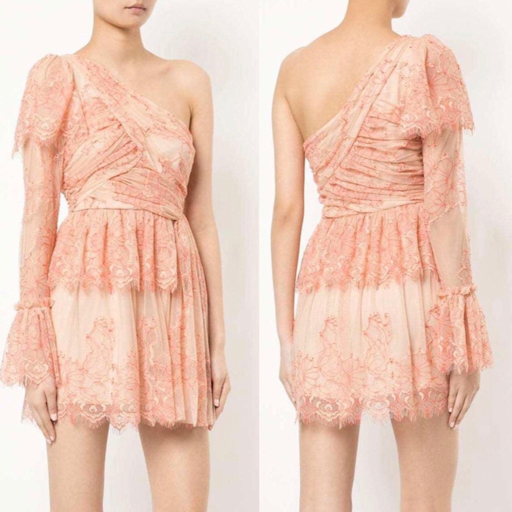 Alice McCall Peach One-Shoulder Mini Dress